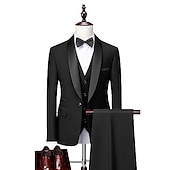 economico Abiti di Ritorno-Completi da matrimonio da uomo smoking neri per eventi eleganti a tinta unita taglio standard 3 pezzi monopetto a un bottone