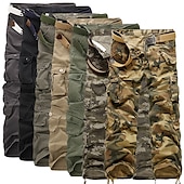 cheap Cargo Pants-Men&#039;s Work Pants Hiking Cargo Pants Hiking Pants Trousers Camo Outdoor Ripstop Multi Pockets Breathable Soft Cotton Pants / Trousers Bottoms Jungle camouflage Army Green Camouflage Grey Khaki Work
