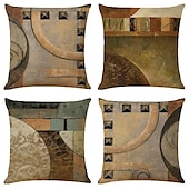 cheap Geometric Style-Vintage Geometric Decorative Toss Pillows Cover 4PCS Soft Square Cushion Case Pillowcase for Bedroom Livingroom Sofa Couch Chair