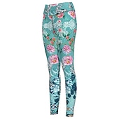 economico leggings 3d-Per donna Pantaloni da yoga Sollevamento glutei Controllo addominale Vita Alta Allenamento in Palestra Corsa Fitness Collant Leggings Paisley Stampa Verde Autunno Inverno Gli sport Abbigliamento