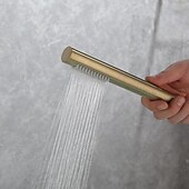 olcso Csaptelepek fürdőkádhoz-fürdőkád csaptelep, sárgaréz szálcsiszolt arany/fekete fal telepítés vízesés tartozék kézizuhany spray típusú kád zuhany csaptelep hideg és meleg vízzel