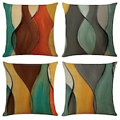 cheap Geometric Style-Vintage Geometric Decorative Toss Pillows Cover 4PCS Soft Square Cushion Case Pillowcase for Bedroom Livingroom Sofa Couch Chair