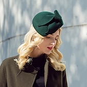 abordables Tocados-Tocados elegantes para mujer, sombrero Derby de Kentucky, sombreros de lana, tocado clásico de copa Melbourne de color sólido