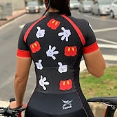 abordables Ropa Triatlón Mujer-Mujer Traje de triatlón Manga Corta MTB Bicicleta Montaña Ciclismo Carretera Negro Rojo Negro Áspero Graphic Bicicleta Transpirable Secado rápido Licra Deportes Graphic Ropa