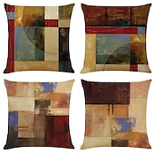 cheap Geometric Style-Vintage Geometric Decorative Toss Pillows Cover 4PCS Soft Square Cushion Case Pillowcase for Bedroom Livingroom Sofa Couch Chair
