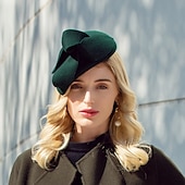 abordables Tocados-Tocados elegantes para mujer, sombrero Derby de Kentucky, sombreros de lana, tocado clásico de copa Melbourne de color sólido