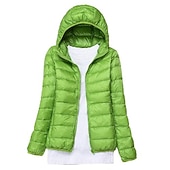 levne Puffer Jackets-dámská bunda s kapucí turistická péřová bunda duckdown zimní outdoor celorozepínací mikina s kapucí zateplená sbalitelná větruodolná ultra lehká (ul) bunda kabát top kemping lyže / snowboard rybaření červená modrá