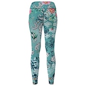 economico leggings 3d-Per donna Pantaloni da yoga Sollevamento glutei Controllo addominale Vita Alta Allenamento in Palestra Corsa Fitness Collant Leggings Paisley Stampa Verde Autunno Inverno Gli sport Abbigliamento