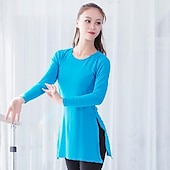 お買い得  バレエダンスウェア-バレエ 上着 スリット フリル ピュアカラー 女性用 性能 訓練 長袖 ハイウエスト モーダル