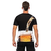 preiswerte 3D-T-Shirts-Herren Graphic 3D Bier T Shirt Tee Kurzarm T-Shirt 3D-Druck Rundhalsausschnitt Hemd Basic Komfortabel Groß und hoch Ausgehen Wochenende Oktoberfest Schwarz Rosa Rote Frühling Sommer Bekleidung
