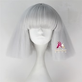 abordables Perruques de fête-perruque synthétique lady gaga perruque courte droite marron foncé gris argenté blond foncé rose vert cheveux synthétiques 12 pouces femmes confortables duveteuses rouge rose perruques de carnaval