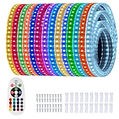 abordables Bandes lumineuses étanches-lumières de bande rgb led multi longueur changement de couleur dimmable fée noël 5050 guirlandes 60led ip65 lumières de corde extérieure intérieure étanche avec éclairage à bande led à distance 8x16mm