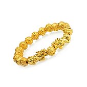 cheap Bead Bracelets-prime feng shui bracelet prosperity bling golden mantra bead bracelet with double pi xiu/pi yao attract wealth and good luck best gift(10mm)