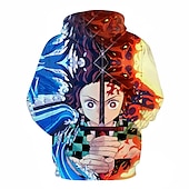 abordables Graphique de personnage de dessin animé et de film-Kamado Tanjirou Costume de Cosplay Sweat à capuche Anime 3D Imprimés Photos Imprimé Harajuku Art graphique Pour Homme Femme Adulte Rentrée scolaire