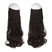 voordelige Clip-in-extensies-hair extensions onzichtbare geheime draad verborgen kroon hair extensions een stuk krullend golvend verborgen haarverlenging synthetische haarstukjes voor vrouwen 20 inch