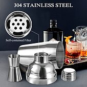 رخيصةأون كاسات الشراب-bartender kit cocktail shaker mixer stainless steel 350ml bar tool set with elegant bamboo stand perfect home bartending kit and martini cocktail shaker set