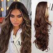 baratos Perucas Sintéticas-Perucas de Cosplay Onda Profunda Franja Lisa Peruca Longo A1 A2 A3 A4 A5 Cabelo Sintético Mulheres Clássico Moda Vermelho Preta