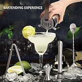 رخيصةأون كاسات الشراب-bartender kit cocktail shaker mixer stainless steel 350ml bar tool set with elegant bamboo stand perfect home bartending kit and martini cocktail shaker set