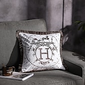 cheap Textured Throw Pillows-Decorative Toss Pillows Double Side Trend Brand Light luxury velvet tassel d Printing Pillow Case Cover Living room Bedroom Sofa Cushion cover