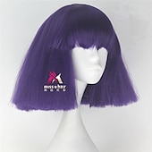 abordables Perruques de fête-perruque synthétique lady gaga perruque courte droite marron foncé gris argenté blond foncé rose vert cheveux synthétiques 12 pouces femmes confortables duveteuses rouge rose perruques de carnaval