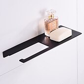 cheap Toilet Paper Holders-Stainless Steel Toilet Paper Holder New Design Tray Paper Roll Holder Bathroom Shelf Wall Mounted Matte Black 1pc