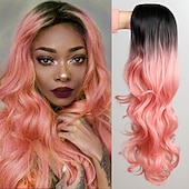 baratos Perucas Sintéticas-Perucas de Cosplay Onda Profunda Franja Lisa Peruca Longo A1 A2 A3 A4 A5 Cabelo Sintético Mulheres Clássico Moda Vermelho Preta