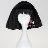 abordables Perruques de fête-perruque synthétique lady gaga perruque courte droite marron foncé gris argenté blond foncé rose vert cheveux synthétiques 12 pouces femmes confortables duveteuses rouge rose perruques de carnaval