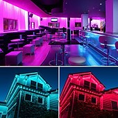 abordables Bandes lumineuses étanches-lumières de bande rgb led multi longueur changement de couleur dimmable fée noël 5050 guirlandes 60led ip65 lumières de corde extérieure intérieure étanche avec éclairage à bande led à distance 8x16mm
