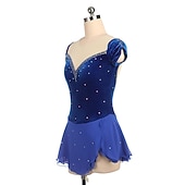 voordelige Schaatsjurken-Kunstschaatsjurk Dames Voor meisjes Schaatsen Jurken Outfits Bordeaux Marine Blauw Lapwerk Asymetrische zoom Netstof Spandex Hoge Elasticiteit Opleiding Wedstrijd Kunstschaatskleding Met de hand