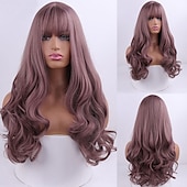 voordelige Synthetische pruiken-Synthetische pruiken Body Golf Middelste stuk Machinegemaakt Pruik Roze Lang A1 A2 A3 A4 A5 Synthetisch haar Dames Klassiek Modieus Roze Rood / Alledaagse kleding