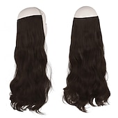 voordelige Clip-in-extensies-hair extensions onzichtbare geheime draad verborgen kroon hair extensions een stuk krullend golvend verborgen haarverlenging synthetische haarstukjes voor vrouwen 20 inch