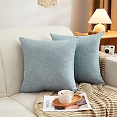 cheap Textured Throw Pillows-Decorative Toss Pillows Cotton Classic Solid Colored Warm Comfortable Pillow Case Cover Living Room Bedroom Sofa Cushion Cover Outdoor Cushion for Sofa Couch Bed Chair Pink Blue Sage Green Purple