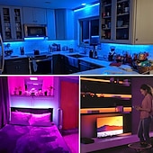abordables Bandes lumineuses étanches-lumières de bande rgb led multi longueur changement de couleur dimmable fée noël 5050 guirlandes 60led ip65 lumières de corde extérieure intérieure étanche avec éclairage à bande led à distance 8x16mm