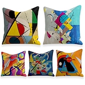 economico stile astratto-Fodera per cuscino 5 pezzi Morbida fodera per cuscino quadrata decorativa Fodera per cuscino Federa per cuscino in finto lino per divano camera da letto 45 x 45 cm (18 x 18 pollici) qualità superiore