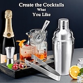 رخيصةأون كاسات الشراب-bartender kit cocktail shaker mixer stainless steel 350ml bar tool set with elegant bamboo stand perfect home bartending kit and martini cocktail shaker set