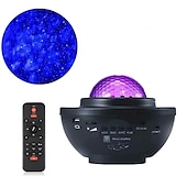 abordables Proyector de la lámpara  y proyector láser-Proyector de galaxia led, luz nocturna, ola oceánica, proyección de estrellas con altavoz de música bluetooth, control remoto, 10 colores, 21 modos de iluminación, niveles de brillo ajustables para
