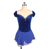 voordelige Schaatsjurken-Kunstschaatsjurk Dames Voor meisjes Schaatsen Jurken Outfits Bordeaux Marine Blauw Lapwerk Asymetrische zoom Netstof Spandex Hoge Elasticiteit Opleiding Wedstrijd Kunstschaatskleding Met de hand