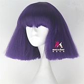 abordables Perruques de fête-perruque synthétique lady gaga perruque courte droite marron foncé gris argenté blond foncé rose vert cheveux synthétiques 12 pouces femmes confortables duveteuses rouge rose perruques de carnaval