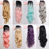 baratos Perucas Sintéticas-Perucas de Cosplay Onda Profunda Franja Lisa Peruca Longo A1 A2 A3 A4 A5 Cabelo Sintético Mulheres Clássico Moda Vermelho Preta