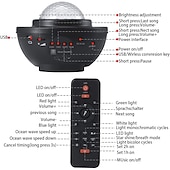 abordables Proyector de la lámpara  y proyector láser-Proyector de galaxia led, luz nocturna, ola oceánica, proyección de estrellas con altavoz de música bluetooth, control remoto, 10 colores, 21 modos de iluminación, niveles de brillo ajustables para