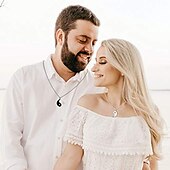 billige Halskjeder-yin yang venn eller par armbånd med halskjedesett, 2 stykker matchende yin yang justerbart ledningsarmbånd, 2 stk yin yang par anheng halskjede kjede for vennskap kjæreste kjæreste (sølv)