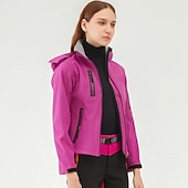 baratos Fleece &amp; Casacos 3 em 1-casaco feminino de caminhada softshell casaco com capuz casaco de lã de inverno impermeável exterior cor sólida térmica quente à prova de vento leve forro de lã casaco impermeável casaco de esqui escalada