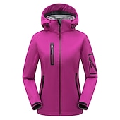 baratos Fleece &amp; Casacos 3 em 1-casaco feminino de caminhada softshell casaco com capuz casaco de lã de inverno impermeável exterior cor sólida térmica quente à prova de vento leve forro de lã casaco impermeável casaco de esqui escalada