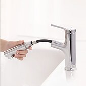 cheap Classical-Bathroom Sink Faucet - Pull out Electroplated / Painted Finishes Centerset Single Handle One HoleBath Taps