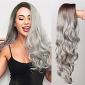 baratos Perucas Sintéticas-Perucas de Cosplay Onda Profunda Franja Lisa Peruca Longo A1 A2 A3 A4 A5 Cabelo Sintético Mulheres Clássico Moda Vermelho Preta