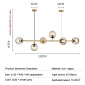 economico Modello a globo-4 6 teste lampada a sospensione oro stile nordico globo personalità bar lampada da tavolo moderna semplice fagiolo magico striscia di vetro decorazione natalizia ac220v ac110v