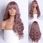 voordelige Synthetische pruiken-Synthetische pruiken Body Golf Middelste stuk Machinegemaakt Pruik Roze Lang A1 A2 A3 A4 A5 Synthetisch haar Dames Klassiek Modieus Roze Rood / Alledaagse kleding