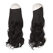 voordelige Clip-in-extensies-hair extensions onzichtbare geheime draad verborgen kroon hair extensions een stuk krullend golvend verborgen haarverlenging synthetische haarstukjes voor vrouwen 20 inch