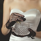 abordables Gants de Mariage-Gant vintage à longueur de poignet en dentelle  élégant avec bord  point ondulé gant de mariage  fête pour impressionner
