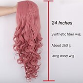 baratos Perucas Sintéticas-Perucas de Cosplay Onda Profunda Franja Lisa Peruca Longo A1 A2 A3 A4 A5 Cabelo Sintético Mulheres Clássico Moda Vermelho Preta